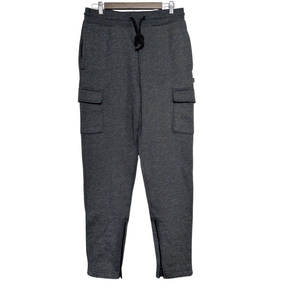 CSG Jogger Pants‎ Cargo Pockets Drawstring Waist Streetwear Zip Ankle Gray Men M